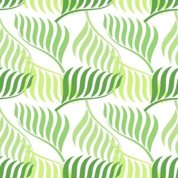 Green palm leaves seamless pattern. Vector illustration. Stock Illustration
