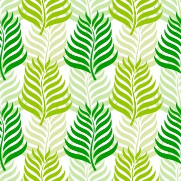 Green palm leaves seamless pattern. Vector illustration. Stock Illustration