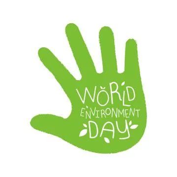 The Green Palm with text World Environment day Stock Illustration
