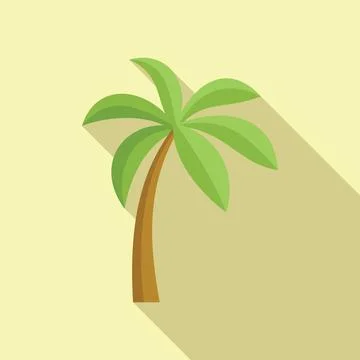 Green palm tree casting long shadow on yellow background 스톡 일러스트