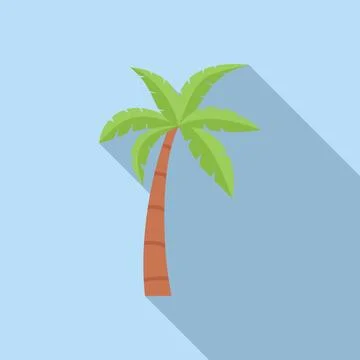 Green palm tree casting long shadow on blue background 스톡 일러스트