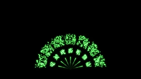 Green Palm Tree Firework Burst with Radiant Falling Spark Patterns Stock Footage 321089164