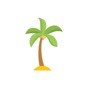 Green palm tree growing on a tiny tropical island Stock Illustration