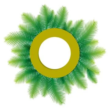 Green palm tree leaf greeting design Illustration