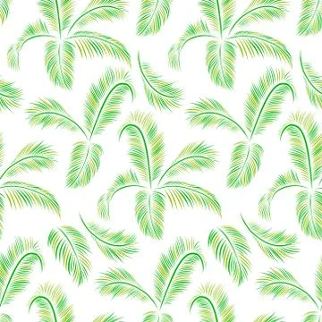 Green palm tree leaves. Vector seamless pattern. Nature organic Stock Illustration