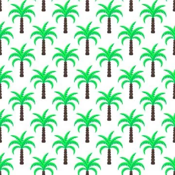 Green palm trees seamless vector pattern Illustrazione stock