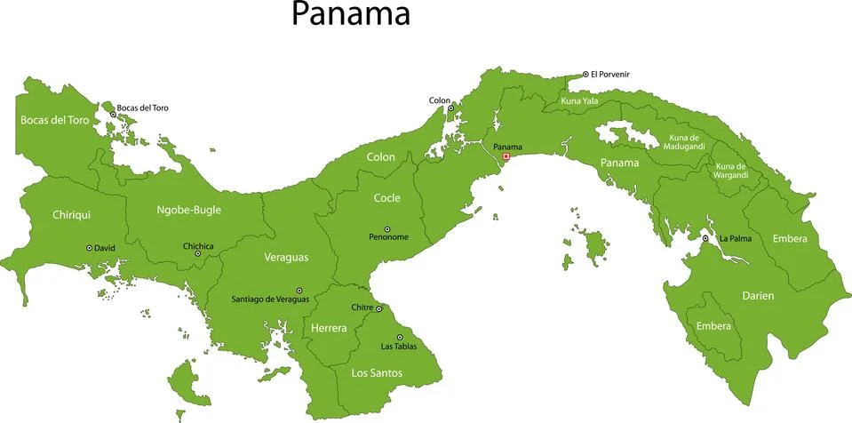 Green panama map Stock Illustration