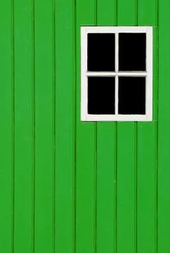 Green panel windows Foto stock