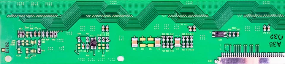 Green panoramic macro background microcircuit texture top view Stock Photos