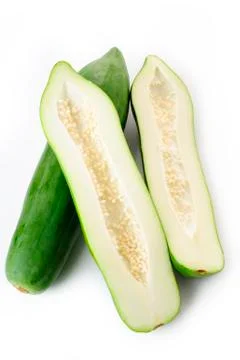 Green papaya on white Stock Photos