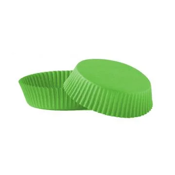 Green paper baking forms for muffins and cupcakes Stock Photos