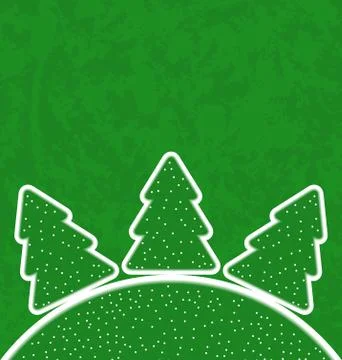 Green paper cut-out set christmas tree Stock Illustration