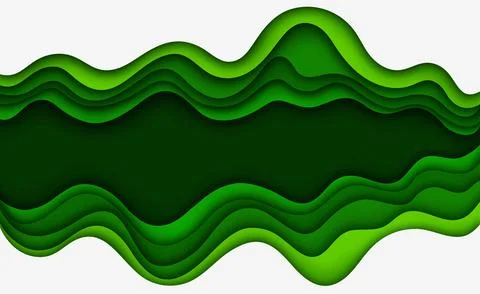 Green paper cut waves and layers background Stock Illustration