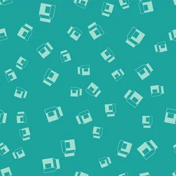 Green Paper package for milk icon isolated seamless pattern on green background イラスト素材