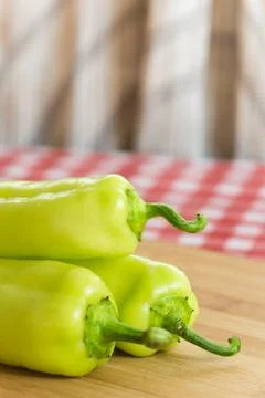 Green paprika on the table Stock Photos