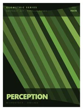 Green parallel bands abstract geometric background art perception. Stock Illustration