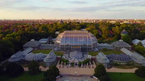 Green park big skyscraper Tranquil aerial view flight drone footage, botanisc Stock Footage 210753779