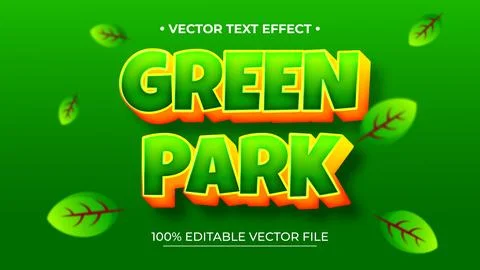 Green Park editable text effect on Green background Illustrazione stock
