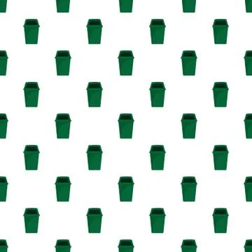 Green park garbage can pattern seamless vector Stock Illustration