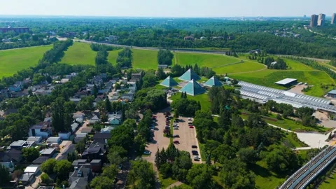 Green park with pyramids Stock Footage 305201811