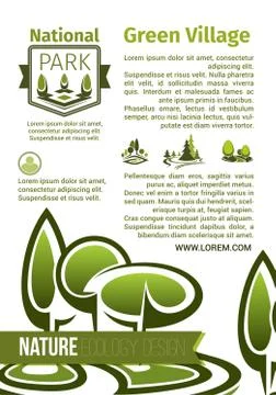 Green parks landscape design vector poster Illustration