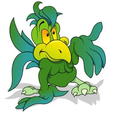 Green Parrot Gesturing Stock Illustration
