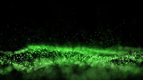 Green particle animation featuring abstract wave movements Stock Footage 111445315