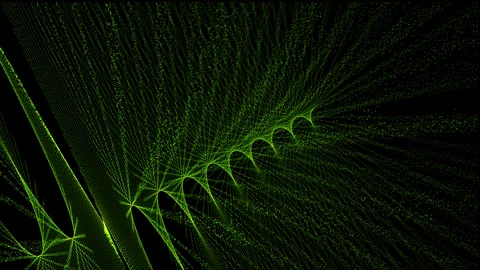 Green particle frames with abstract wavy patterns Stock Footage 245562028
