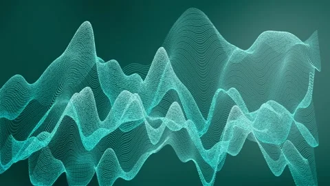 Green particle mesh waveform on green background Stock Footage 220448284