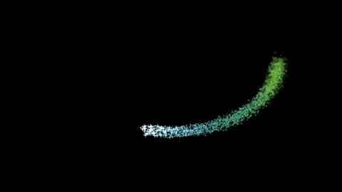 Green particle trails forming arcs against a dark backdrop with subtle moti.. Video stock 342515178