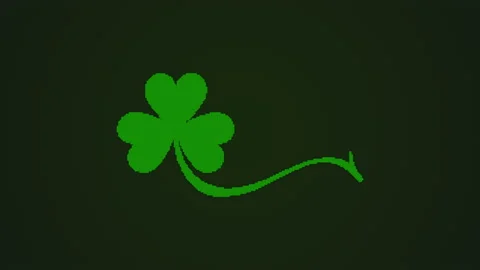 Green particles appear and forming the shape of clover. St. Patrick's day Video stock 229650203