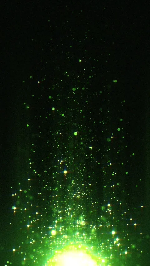 Green particles dance and shimmer, forming an enchanting abstract background Stock Footage 314219951