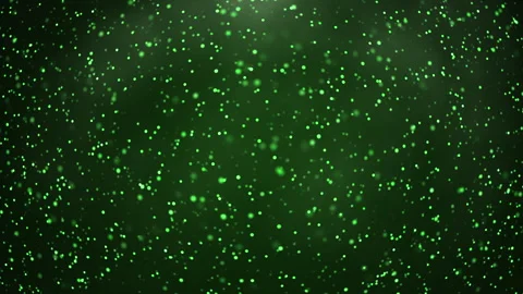 Green particles flying through hyperspace Stock Footage 267730405