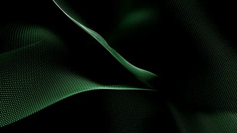 Green particles glowed brightly from within. Dynamic digital animation abstract  Stock Footage 259801671