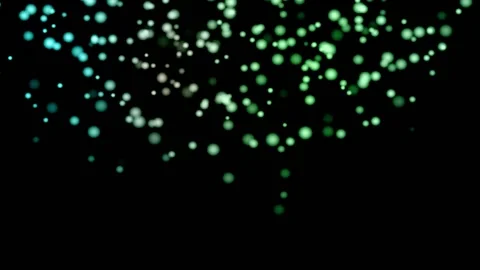 GREEN particles glowing on the black background. Black background with light  Stock Footage 218577503