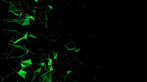 Green particles move slowly against a black background. 3d rendering. computer g Stock Footage 83402599