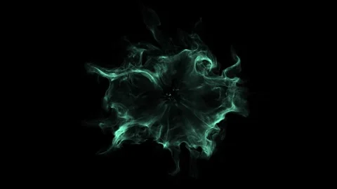 Green particles moving background Explosive circle lines flying waves of fast en Video stock 247442606