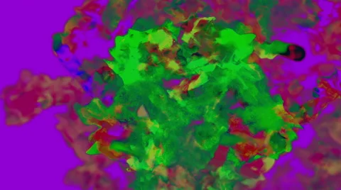 Green particles on purple background, 3D animation, looping Stock Footage 64996965