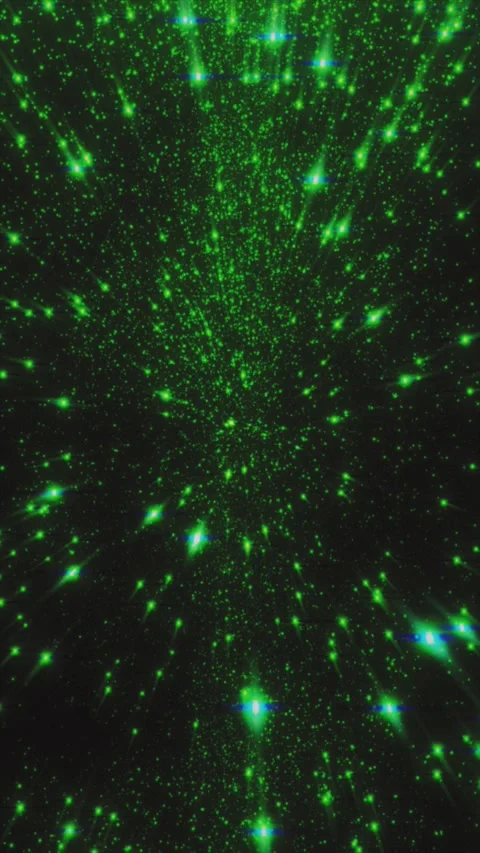 Green particles rapidly moving into a central point Stock Footage 322810691