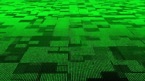 Green particles square box pattern moving3d technologycyberspace background Stock Footage 271330969