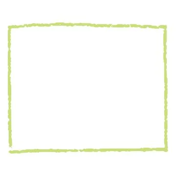 Green pastel crayon geometric rectangle vector outline shape, scribble rectangle Illustrazione stock