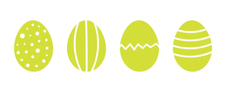 Green pastel Easter eggs with patterns. Flat design vector illustration. Illustrazione stock