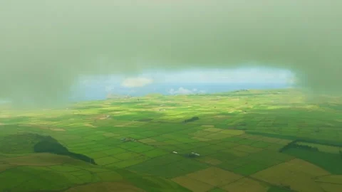 Green Patchwork Fields and Pasturelands at Sunset. Terceira Island, Azores Stock Footage 346499684