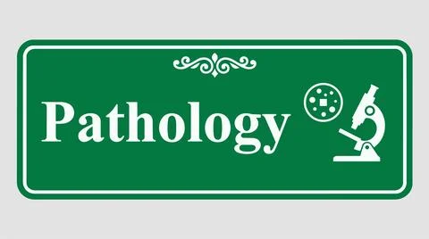 Green pathology sign with microscope. イラスト素材