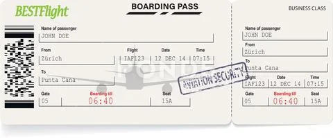 Green pattern of airline boarding pass Stock Illustration