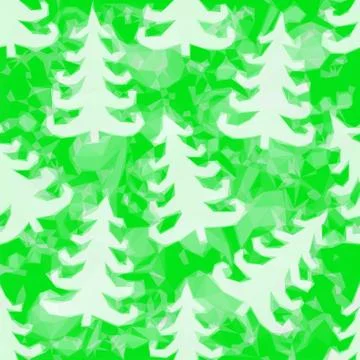 Green Pattern with Fir Trees Stock Illustration