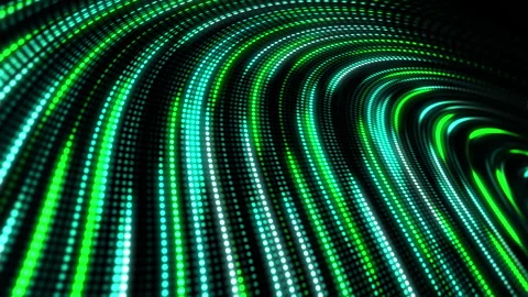 Green pattern of glowing bent neon lines. Fast movement and flickering of LED. Video stock 246328013