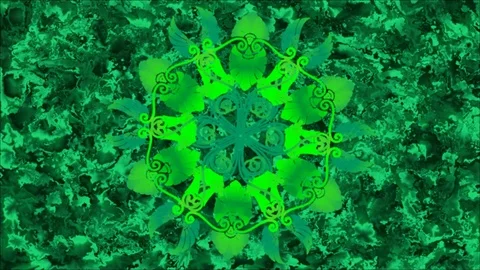 Green pattern in Indian style revolves on an abstract background 스톡 동영상 82397772