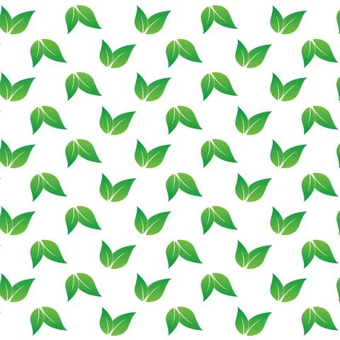A green pattern of leaves spreading on white background Stock Illustration