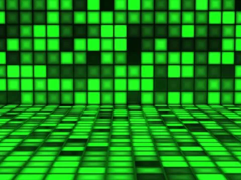 Green pattern made out of light cubes Illustrazione stock